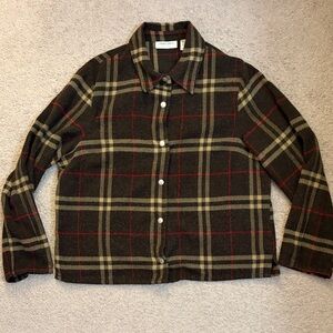 Lemon Grass Plaid Flannel Jacket Women’s Size XL 10% Wool Like New